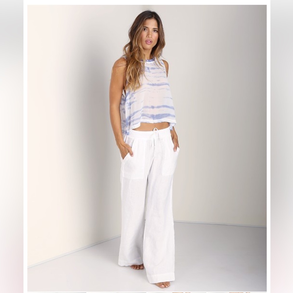 Bella Dahl Pure linen White Wide-Leg Women's Pants SzS price firm!